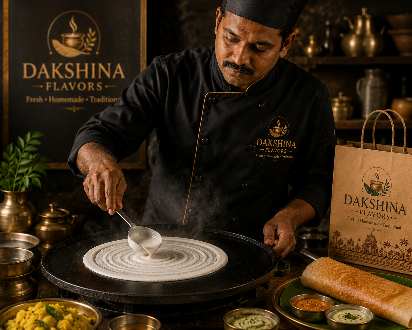 Our chef preparing dosa